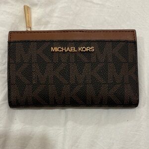 Michael Kors Black and Brown Signature Wallet